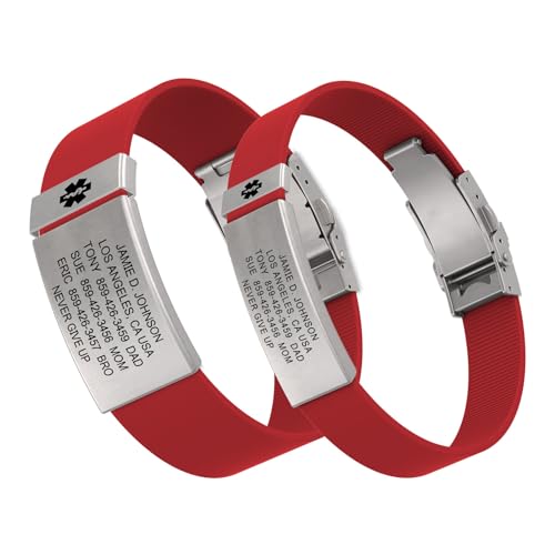 ROAD iD Personalized Medical ID Bracelet - Premium ID Wristband with Medical Alert Badge - Silicone Clasp