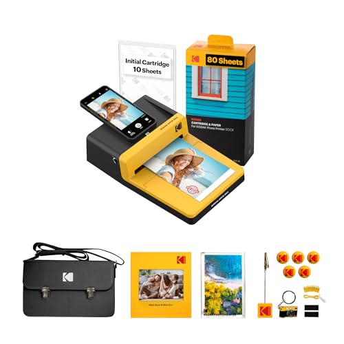 KODAK Dock ERA Plus 4PASS Instant Portable Photo Printer (4x6) (Printer + Initial 10 Sheets + 80 Sheets + Accessories)