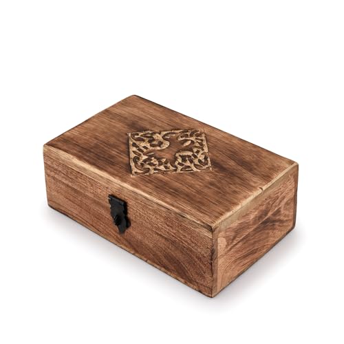 NIRMAN Handmade Wooden Jewellery Trinket Box Keepsake Storage Organizer with Hand Carved Celtic Design