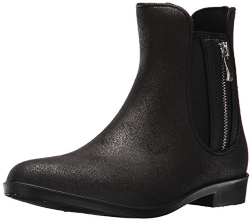 dav Women's Glasgow Suede Zip Rain Boot, Black, 10 Medium US