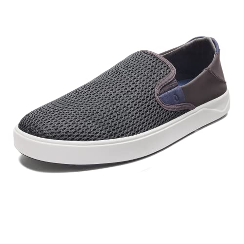 OLUKAI Lae'ahi Men's Slip On Sneakers, Lightweight Barefoot Feel & Breathable Mesh, Water Resistant Heel & Wet Grip Rubber Soles, Removable Gel Insert, Pavement/Pavement, 11