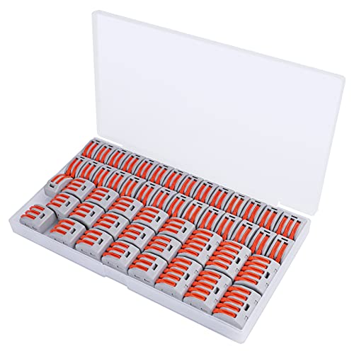 50PCS Lever Wire Connectors Nuts Assortment Kit 28-12 AWG, 2/3/5 Conductor Combination Compact, Electrical Insulated Terminals, Quick Disconnect Compact Splicing Connectors
