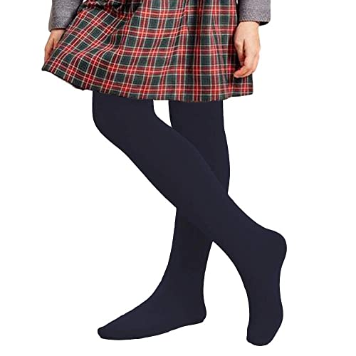COTTON DAY 2 Pack Little Kids Youth Girls School Dress Cotton Tight 8-10 Years (Navy Blue, Size 10)
