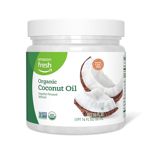 Amazon Fresh - Organic Refined Coconut Oil, 30 fl oz (Previously Happy Belly, Packaging May Vary)