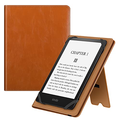 Fintie Universal Case for 6-7 Inch Tablet eReader - Premium PU Leather Sleeve Stand Cover with Card Slot & Hand Strap for 6', 6.8', 7' Kindle/Kobo/Nook/Tolino/Pocket Book E-Book Tablet, Brown
