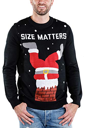 Tipsy Elves Men's Black Size Matters Ugly Christmas Sweater Size X-Large