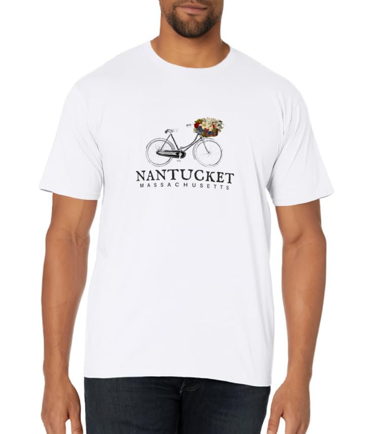 Nantucket T-Shirt, Bike With Flowers Nantucket Mass. T-Shirt