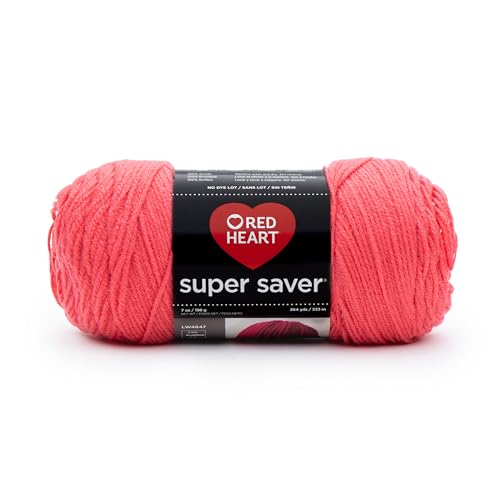 Red Heart Super Saver Yarn, Solid-Flamingo, 1092 Foot