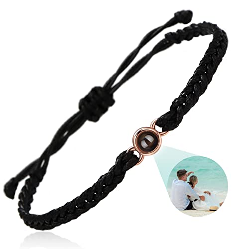 SUPHELPU Custom Bracelets with Picture inside, Customized Projection Bracelets with Photos, Picture Bracelet Personalized Photo, Anniversary Memorial Gifts for Women/Men/Family/Couple/Friend/Dog/Cat