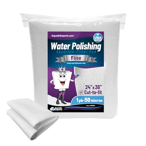 Aquatic Experts Aquarium Polishing Filter Pad, Aquarium Filter Pad, Aquarium Filter Floss for Fish Tank Filters, Water Polishing Pad for Aquarium Filters, (50 Micron, 24' x 36' - 1 Pack)