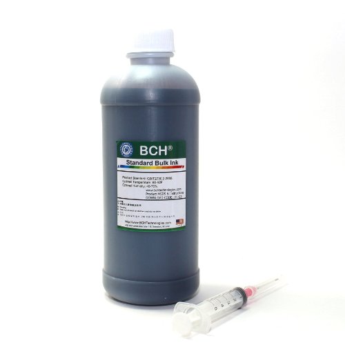 BCH Refill Ink Black for Inkjet Printer Cartridge - Standard Grade, Save by Buying Bulk - 500 ml Bottle (16.9 oz) - H Series