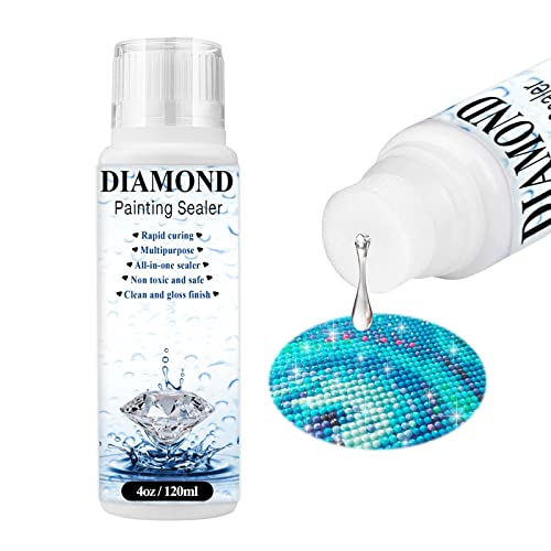 SYLANS Diamond Painting Sealer 120ML,5D Diamond Art/Puzzle Glue Sealer,Permanent Hold & Shine Effect Sealer for Diamond Painting and Puzzle DIY(4 OZ)…