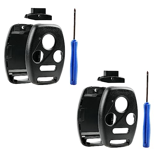 CUTTING NOT REQUIRED - 2 Key Fob Keyless Entry Remote Shell Case & Pad fits Honda 2003-2012 Accord / 2006-2013 Civic EX / 2009-2015 Pilot /2005-2006 CR-V