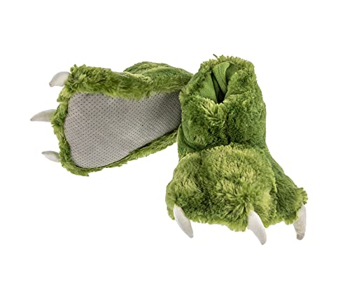Lazy One Animal Paw Slippers for Kids and Adults, Fun Costume for Kids, Cozy Furry Slippers, Dinosaur (Green, Large)
