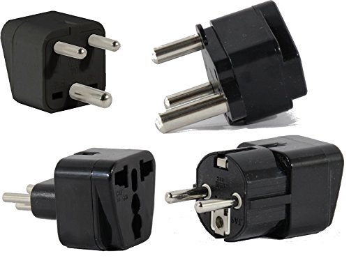 US to South Africa Travel Adapter Plug for USA/Universal to Africa Type M N D E (C/F) AC Power Plugs Pack of 4