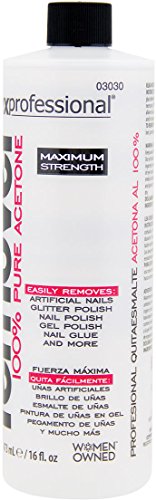 Onyx Professional 100% Acetone Nail Polish Remover Artificial Nails, Nail Polish, Gel Polish and Glitter Polish, clear, 16 Fl Oz