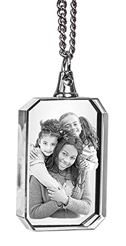 ArtPix 3D Crystal Photo Necklace Rectangle, Christmas Gifts for Mom, Dad, Men, Women, Xmas Gifts for Grandma, Grandpa, Great Personalized Gifts With Your Own Photo, 3D Photo Crystal, Custom 3D Picture, 3D Crystal Gift, Customized Crystal Necklace