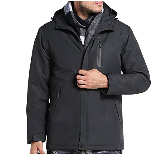 Zeiyignr Mens Heated Jacket with 3 Heating Levels Winter Outdoor Soft Shell Electric Heated Coat USB Charging Heating Hoodies