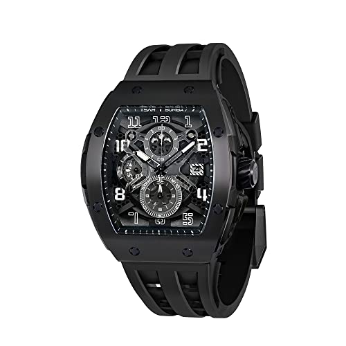 TSAR BOMBA Mens Watches Waterproof 50M Analog Chronograph Men’s Dress Business Work Watch Luxury Tonneau Watches for Men