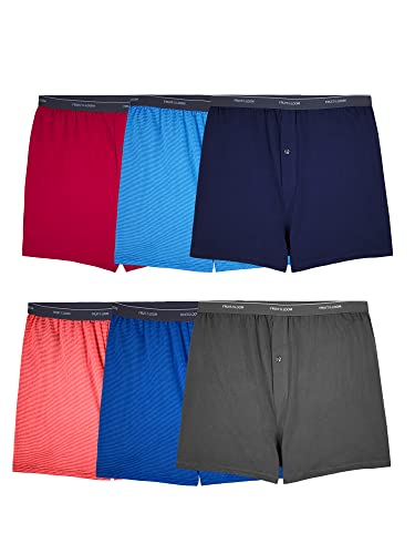Fruit of the Loom Men's Big Man Tag-Free Knit Boxer Shorts, Relaxed Fit, Moisture Wicking, Assorted Color Multipacks, 4X-Large