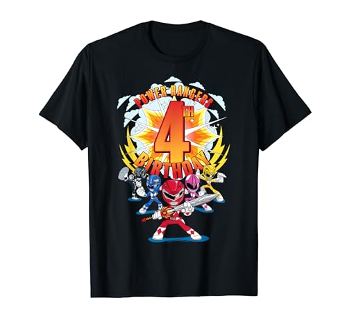 Power Rangers Awesome 4th Birthday Mini Action Shot T-Shirt