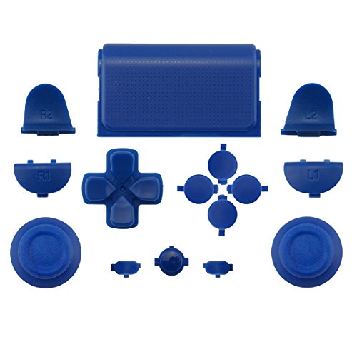 WPS Touch Pad Thumbsticks Dpad Home Full Buttons Set Replacement Parts for PS4 Playstation 4 Dualshock 4 Controller Shell (for GEN 1 Controllers) (Navy Blue)