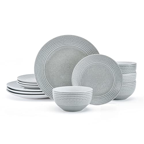 Pfaltzgraff Felicity 12 Piece Dinnerware Set, Service for 4,Gray