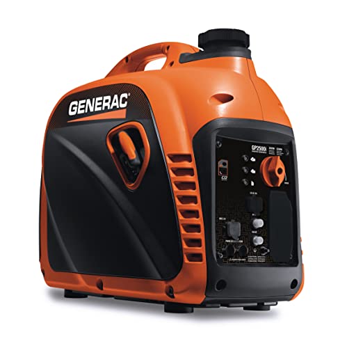 Generac 8251 GP2500i 2,500-Watt Gas Powered Portable Inverter Generator - Compact and Lightweight Design - Produces Clean, Stable Power - COsense Technology - CARB Compliant - Orange/Black