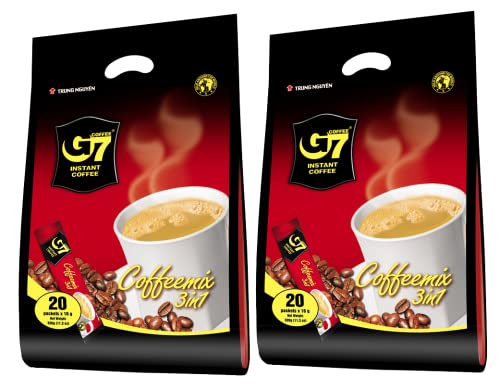 Trung Nguyen — G7 3 in 1 Instant Coffee — Roasted Ground Coffee Blend w/Non-dairy Creamer and Sugar — Strong and Bold — Instant Vietnamese Coffee | 20 Packets (2 Bags in a Pack)
