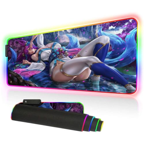 HOLIV Sexy Anime Girls Gaming Mouse Pad LED Chest Ass Breasts RGB Backlit Carpet Desktop Pad for Office Home Boys Girls Gift (d3, 400x800x4mm)