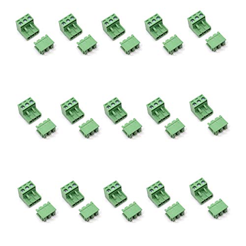 MCWAUTO 5.08mm Pitch 3Pin Plug-in PCB Screw Terminal Block Connector Right Angle (15 Set)