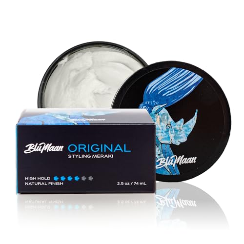BluMaan Original Styling Meraki - Men's Hair Styler for All-Day Hold - Adds Volume & Controls Stubborn Hair - Natural Finish with Heat Protectant - Great For All Hair Types - 2.5 oz (74 ml)