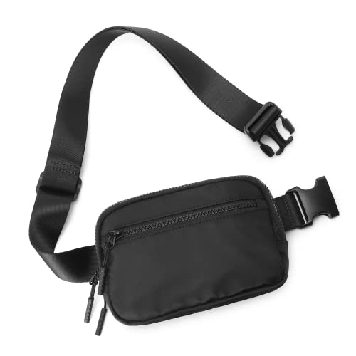 WESTBRONCO Fanny Packs for Women Men, Belt Bag with 4 Zipper Pockets, Fashion Waist Packs, Lightweight Crossbody Bags with Adjustable Strap for Workout/Running/Hiking (Black)