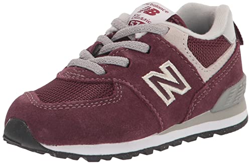 New Balance Boy's 574 Core Bungee Sneaker, Burgundy/White, 7 Toddler