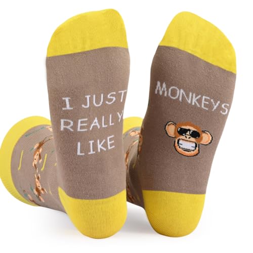 P PARATU Funny Monkey Socks Monkey Gifts for Men Women, Monkey Gifts for Monkey Lovers