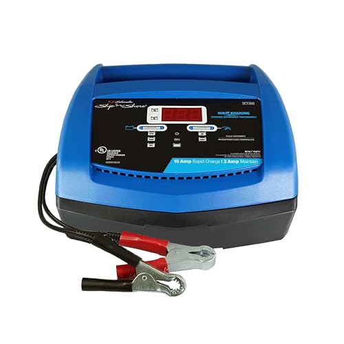 Schumacher SC1360 Fully Automatic Battery Charger and Maintainer - 15 Amp/3 Amp, 6V/12V - For Cars, Trucks, SUVs, Marine, RVs