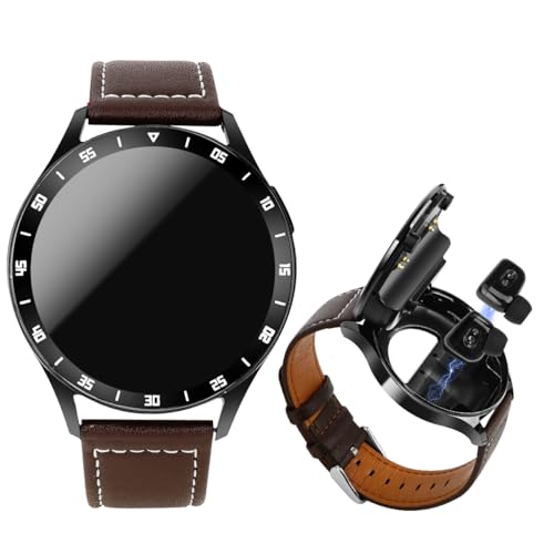 VOVOAEWACH 2 in 1 Smart Watch with Earbuds, 1.39 Inch Round Fitness Watch, Bluetooth Watch with Step, Calories, Tracker with Blood Oxygen Heart Rate Sleep Monitor for iOS & Android (Black)