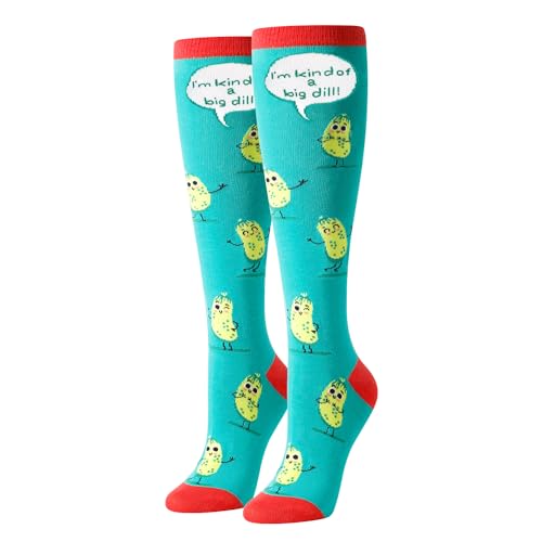 Zmart Women'S Pickle Socks Knee High, Funny Pickle Gifts For Pickle Lovers, Pun Socks