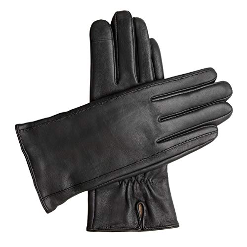 Downholme Touchscreen Leather Cashmere Lined Gloves for Women (Black, M)