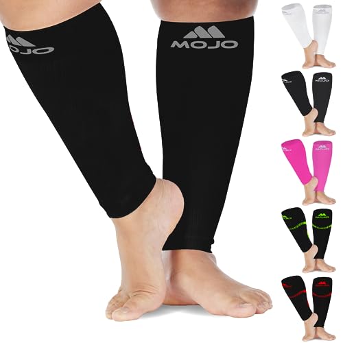 Mojo Compression Socks - 3XL Footless Black Plus Size Compression Sleeves for Wide Calves - Ideal for Swelling, Shin Splints, and Lymphedema Relief - 20-30mmHg - 1 Pair