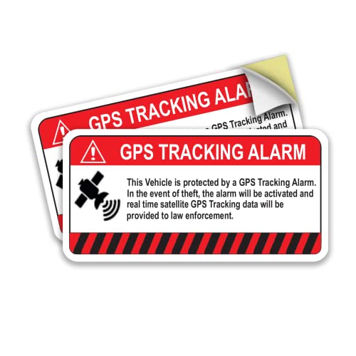 Premium GPS Tracking Sticker for car, Bike, Motorcycle Anti-Theft Stickers This Vehicle Protected by Warning Tracker Sticker Decal Self Adhesive Sign 4' x 2' Vinyl — UV Resistent (Pack of 2)