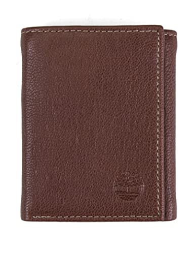 Timberland mens Genuine Leather Rfid Blocking Trifold Travel Accessory Tri Fold Wallet, Brown, One Size US