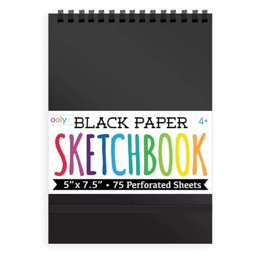 OOLY, DIY Cover Sketchbook, 5 x 7.5 Inches, Black Paper Sketchbook, Drawing Book for Kids, Adults, Students, and Artists, Great Drawing Pad for Gel Pens, White Pencils, Ooly Paints, and More