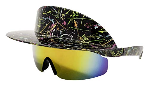 Funny Guy Mugs Polarized Visor Sunglasses - Paint Splatter - Premium 80s & 90s Retro Sunglasses