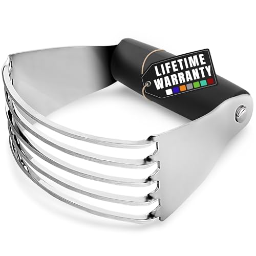 Zulay Kitchen Dough Blender Top Professional - Stainless Steel Pastry Cutter, Heavy Duty Dough Cutter With Blades, Pastry Blender And Butter Cutter - Pastry Cutter For Baking (Black)