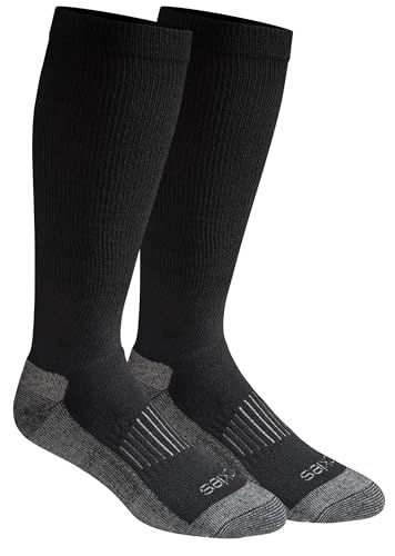 Dickies Men's Light Comfort Compression Over-The-Calf Socks, Black (2 Pairs), Large