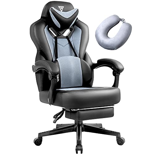 Vigosit Gaming Chair PRO- Gaming Chair with Footrest, Mesh Gaming Chair for Heavy People, Ergonomic Reclining Gamer Computer Chair for Adult, Big and Tall Office PC Chair Gaming with Massage (White)