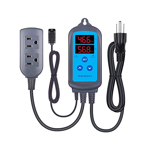 Inkbird Humidity Controller IHC200 Humidistat Mushroom Greenhouse Pre Wired Outlet Dual Stage Humidifier Dehumidifier.