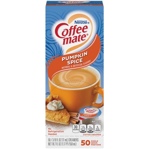 Nestle 75520 Liquid Coffee Creamer, Pumpkin Spice, 3/8 Oz (11ml)Mini Cups, 50/box