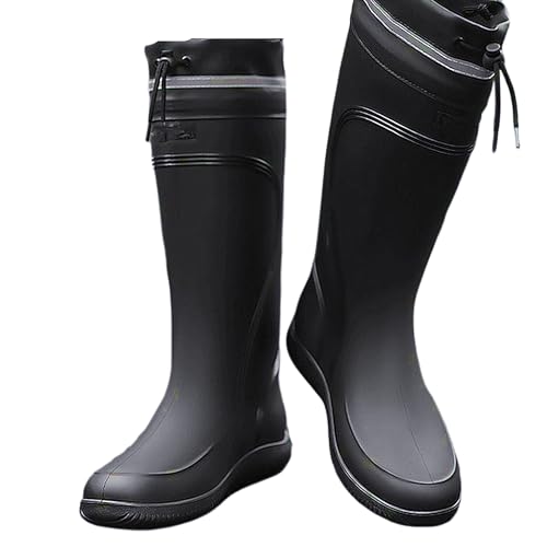 E KAINI Rain Boots for Men Waterproof Mens Knee High with PVC Rubber Boots Mens Mud Boots, Comfort Lightweight Gardening Fishing Shoes for Yard Farm Outdoor Work